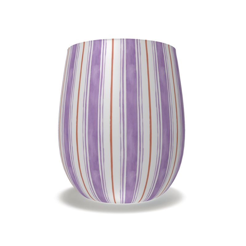 Painted Stripe Stemless Crystal Wine Glass