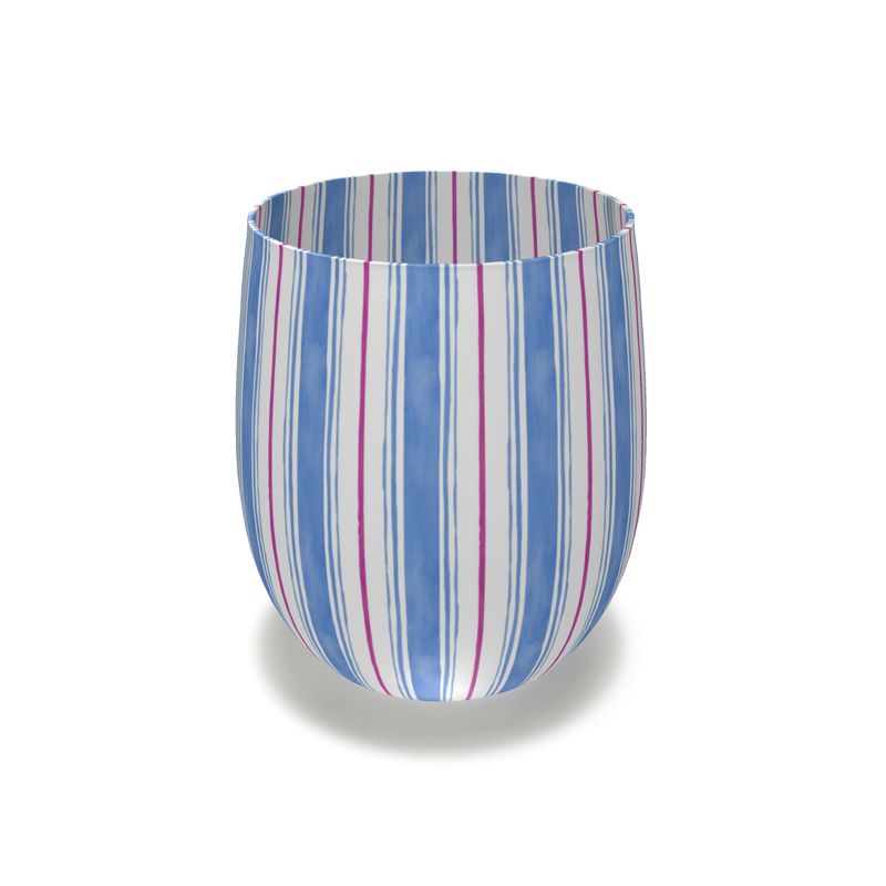 Painted Stripe Stemless Crystal Wine Glass