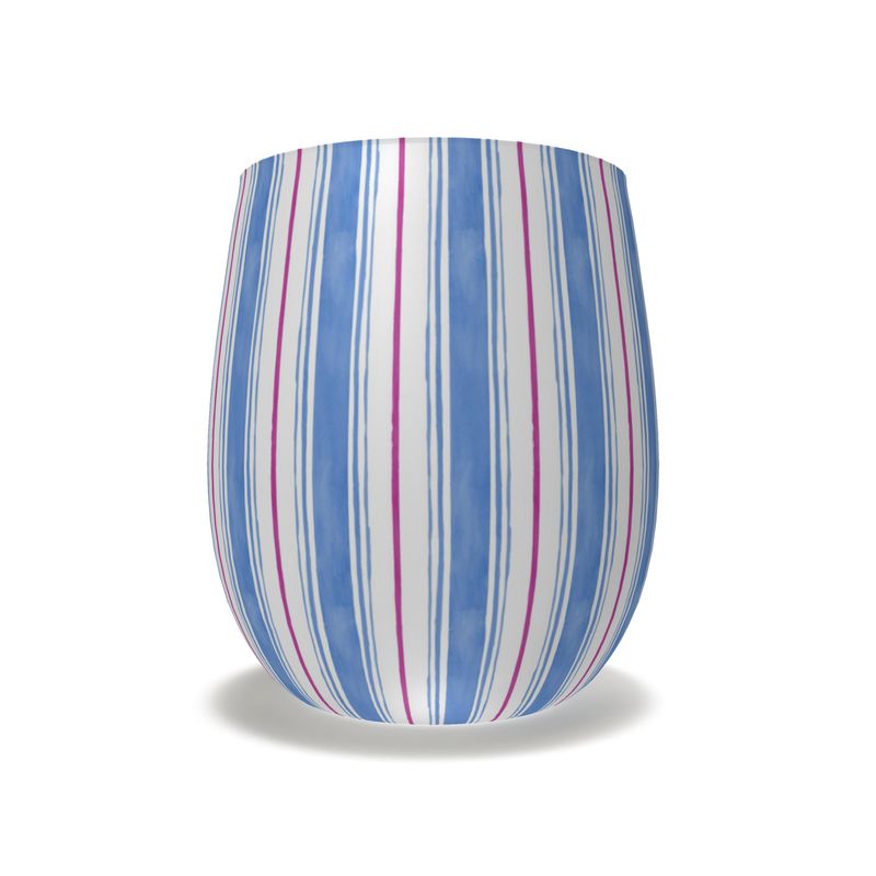 Painted Stripe Stemless Crystal Wine Glass