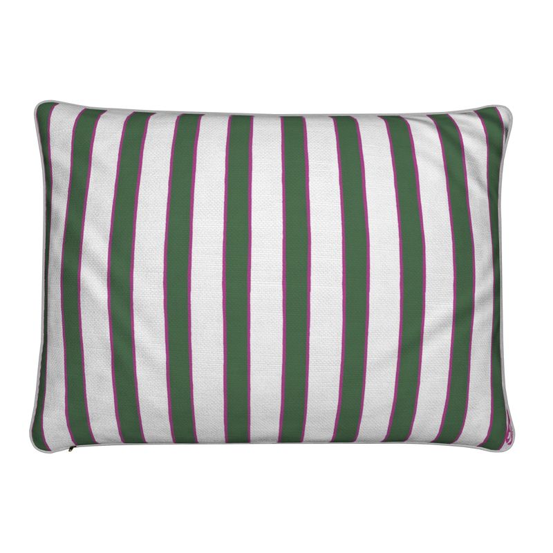 Back of striped lumbar pillow