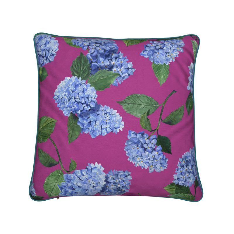 Front View of Hydrangea Feather FIll Pillow in Peony Pink