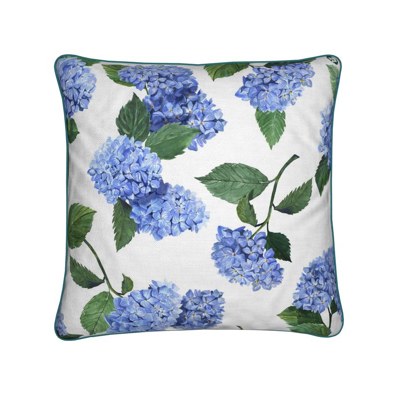 Front View of Hydrangea Feather FIll Pillow in White