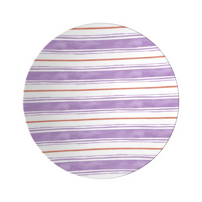 Hydrangea Purple and Sherbert Orange Painted Stripe Ornamental Bowl