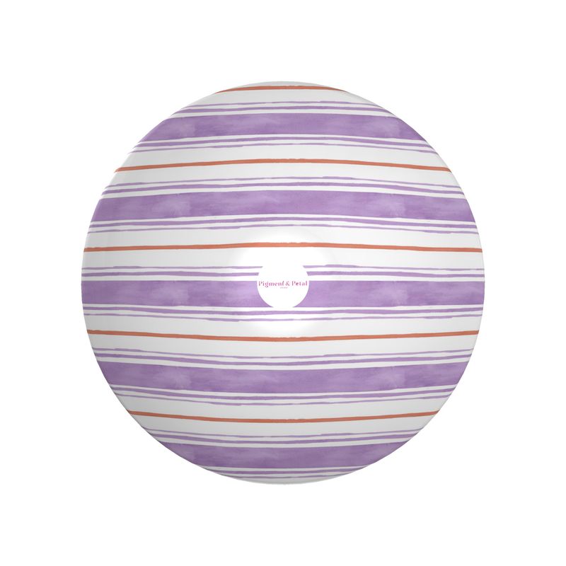 Back view of Hydrangea Purple and sherbert orange Painted Stripe Ornamental Bowl