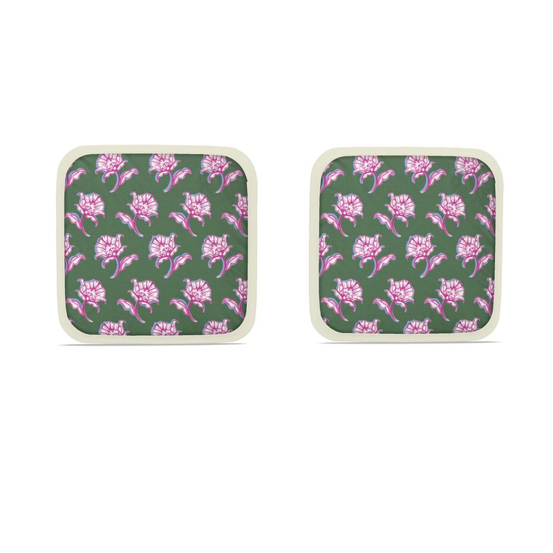 Watercolor Woodblock Tennis Grass Green Colorway Dish Pad Set Front View