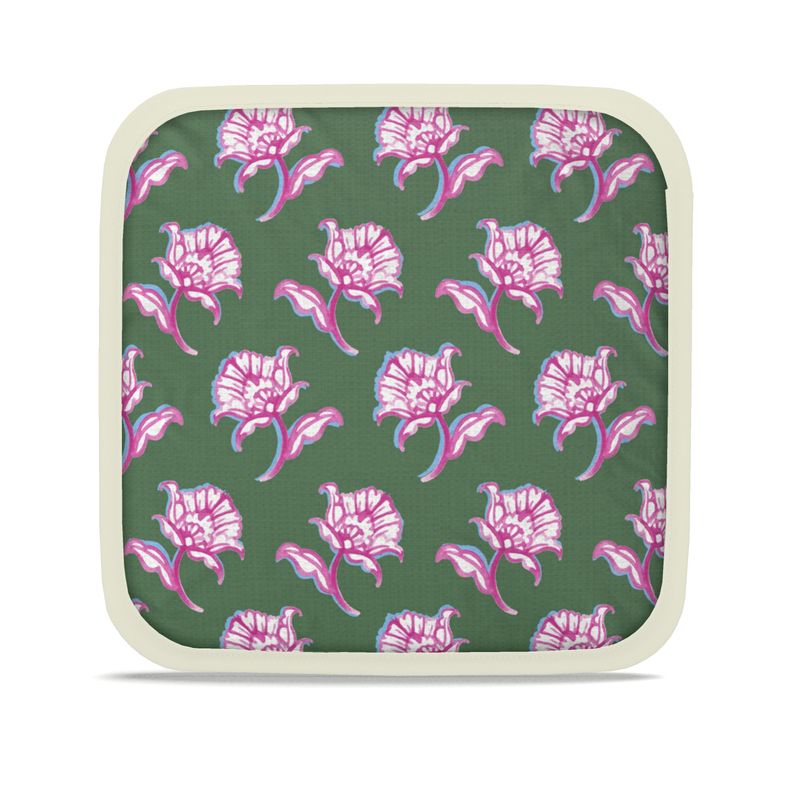 Watercolor Woodblock Tennis Grass Green Colorway Dish Pad Front View