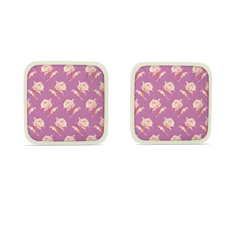 Watercolor Woodblock Peony Pink Colorway Dish Pad Set Front View