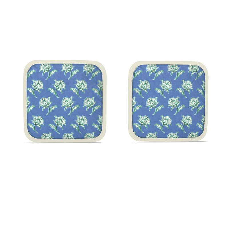 Watercolor Woodblock Cloudless Blue Colorway Dish Pad Set Front View