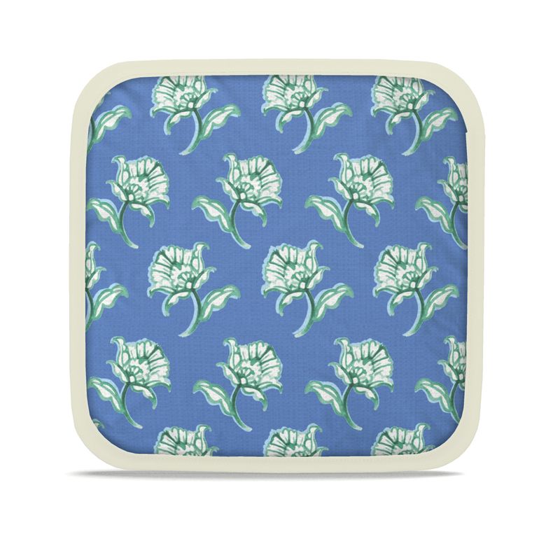 Watercolor Woodblock Cloudless Blue Colorway Dish Pad Front View