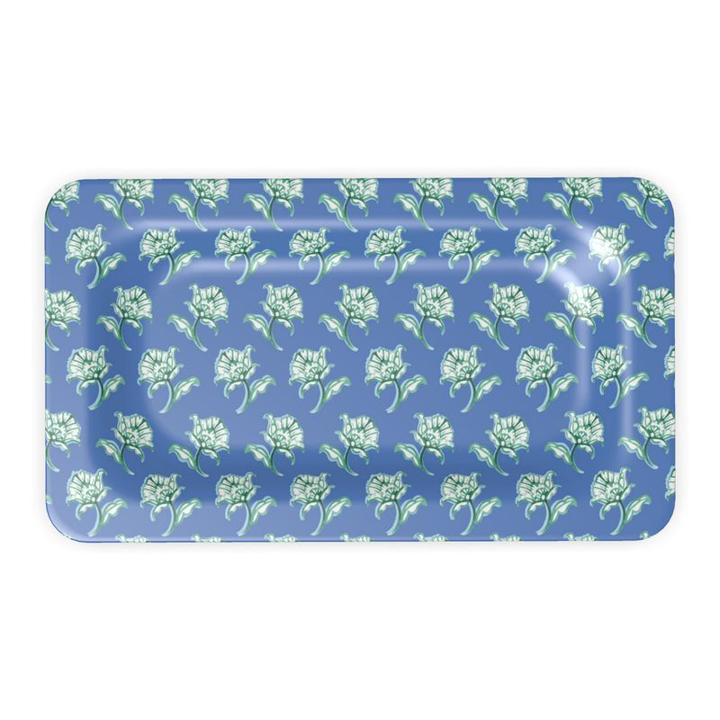 Watercolor Woodblock Tray Front View in Cloudless