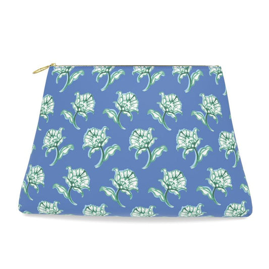 Watercolor Woodblock Leather Clutch