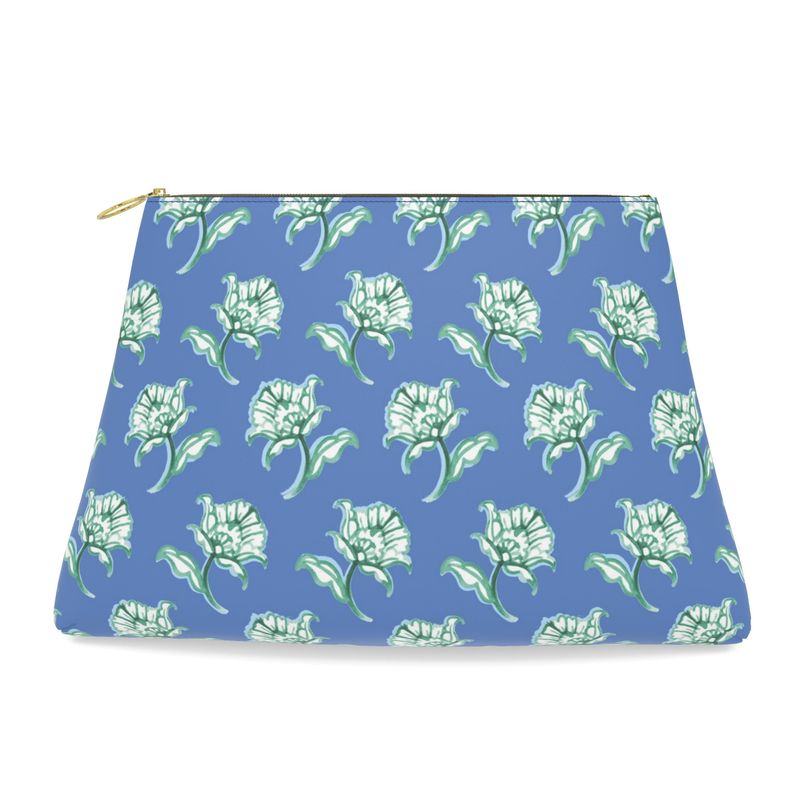 Watercolor Woodblock Leather Clutch