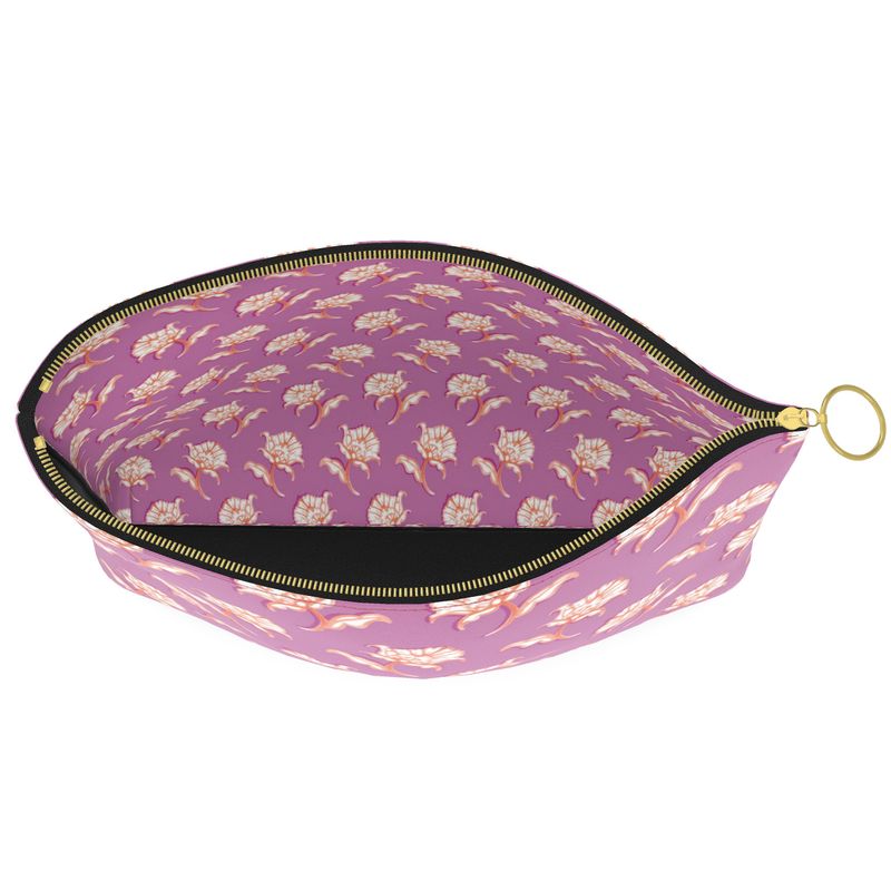 Watercolor Woodblock Leather Clutch