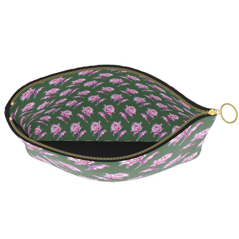 Watercolor Woodblock Leather Clutch