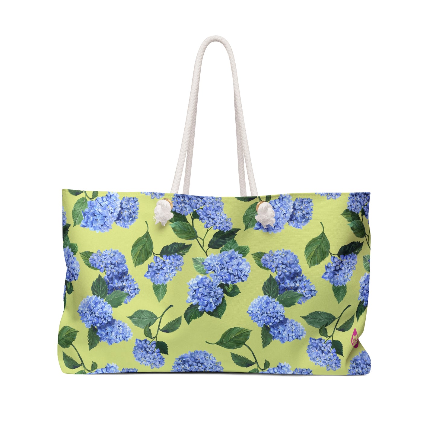 Hydrangea patterned Beach Weekender Bag Profile View