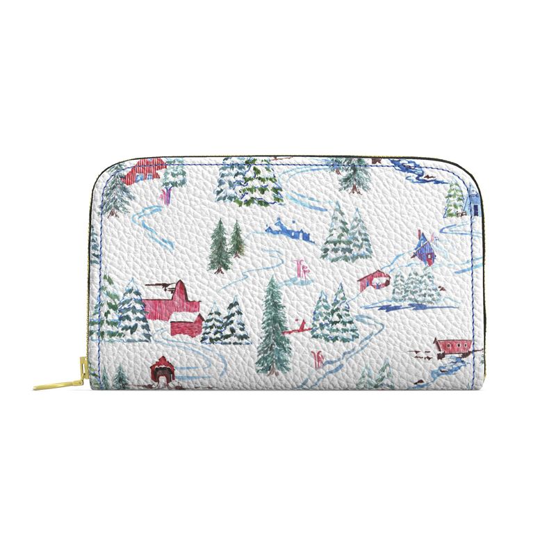 Ski Chalet Leather Zip Wallet