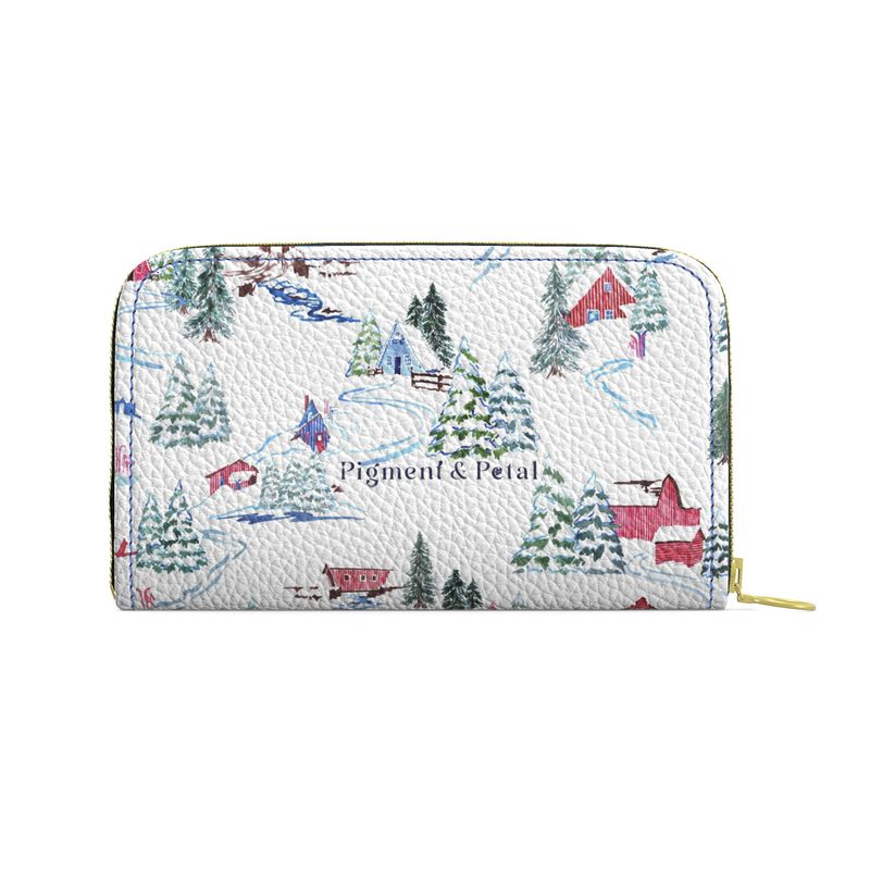 Ski Chalet Leather Zip Wallet