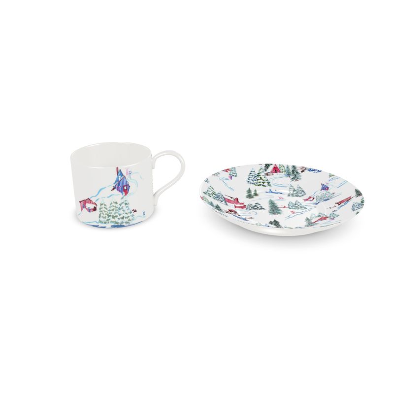 Ski Chalet Bone China Mug & Saucer