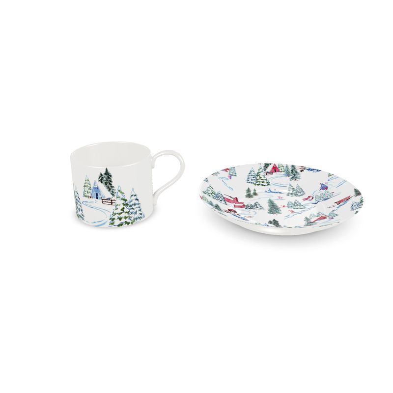 Ski Chalet Bone China Mug & Saucer