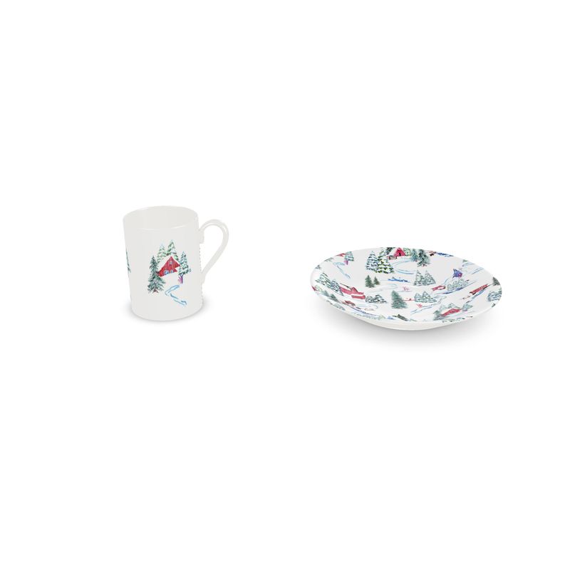 Ski Chalet Bone China Mug & Saucer