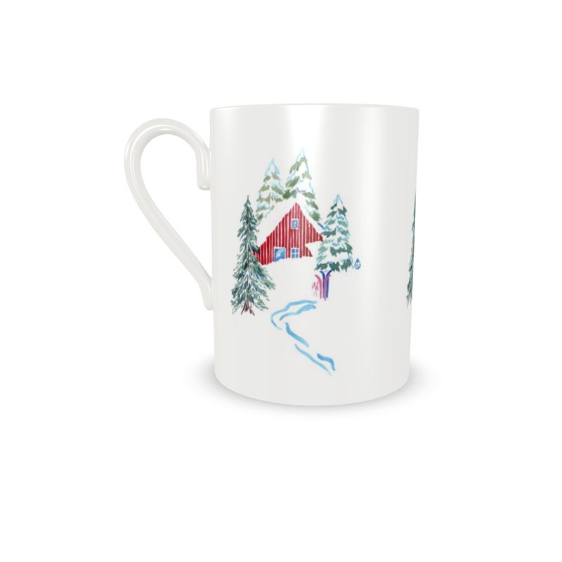 Ski Chalet Bone China Mug & Saucer