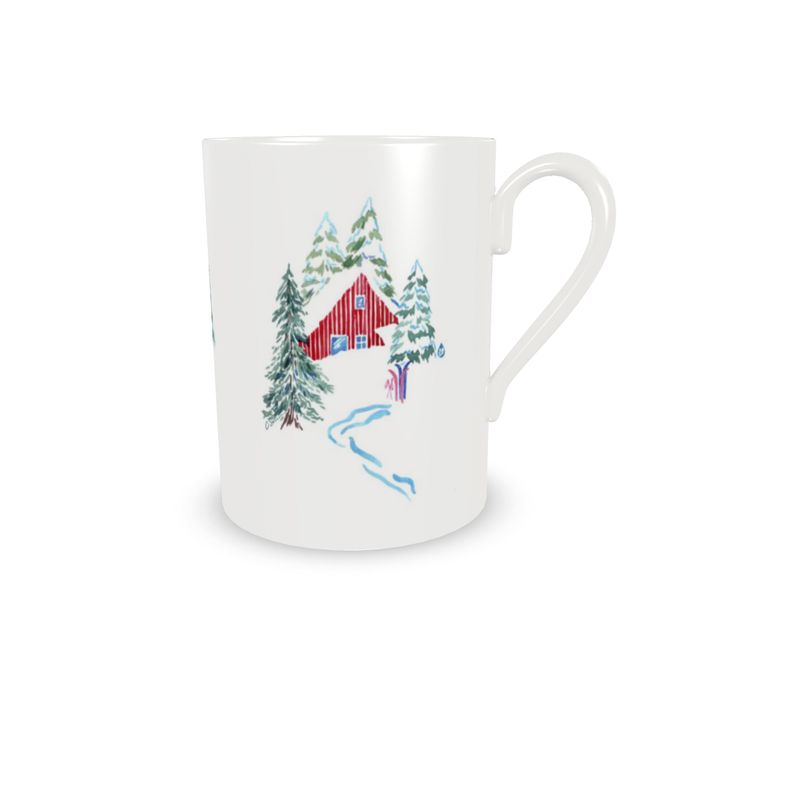 Ski Chalet Bone China Mug & Saucer