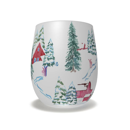 Ski Chalet Crystal Wine Glass