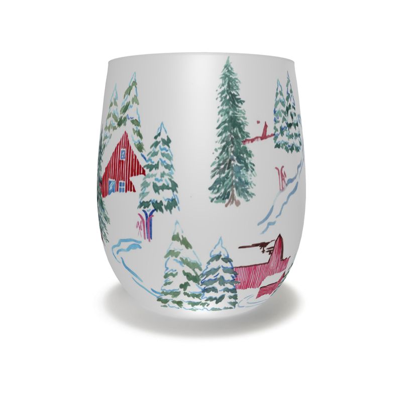 Ski Chalet Crystal Wine Glass