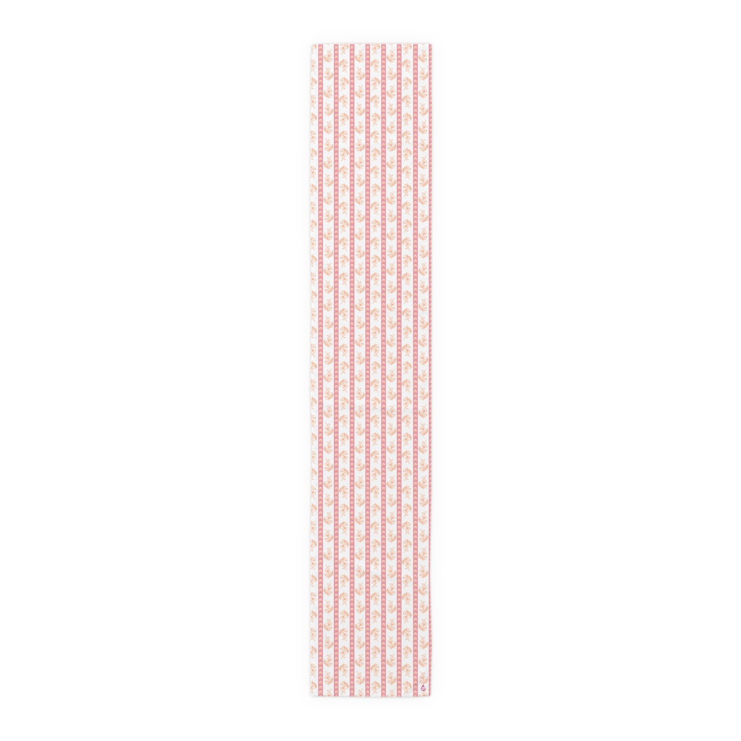 Watercolor Woodblock Striped Patterned Table Runner 16x90 in Peony and Sherbert