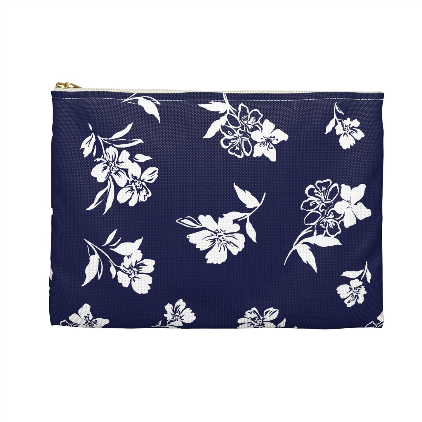 Back View Small of Inky Floral Zip Pouch in Twilight Navy