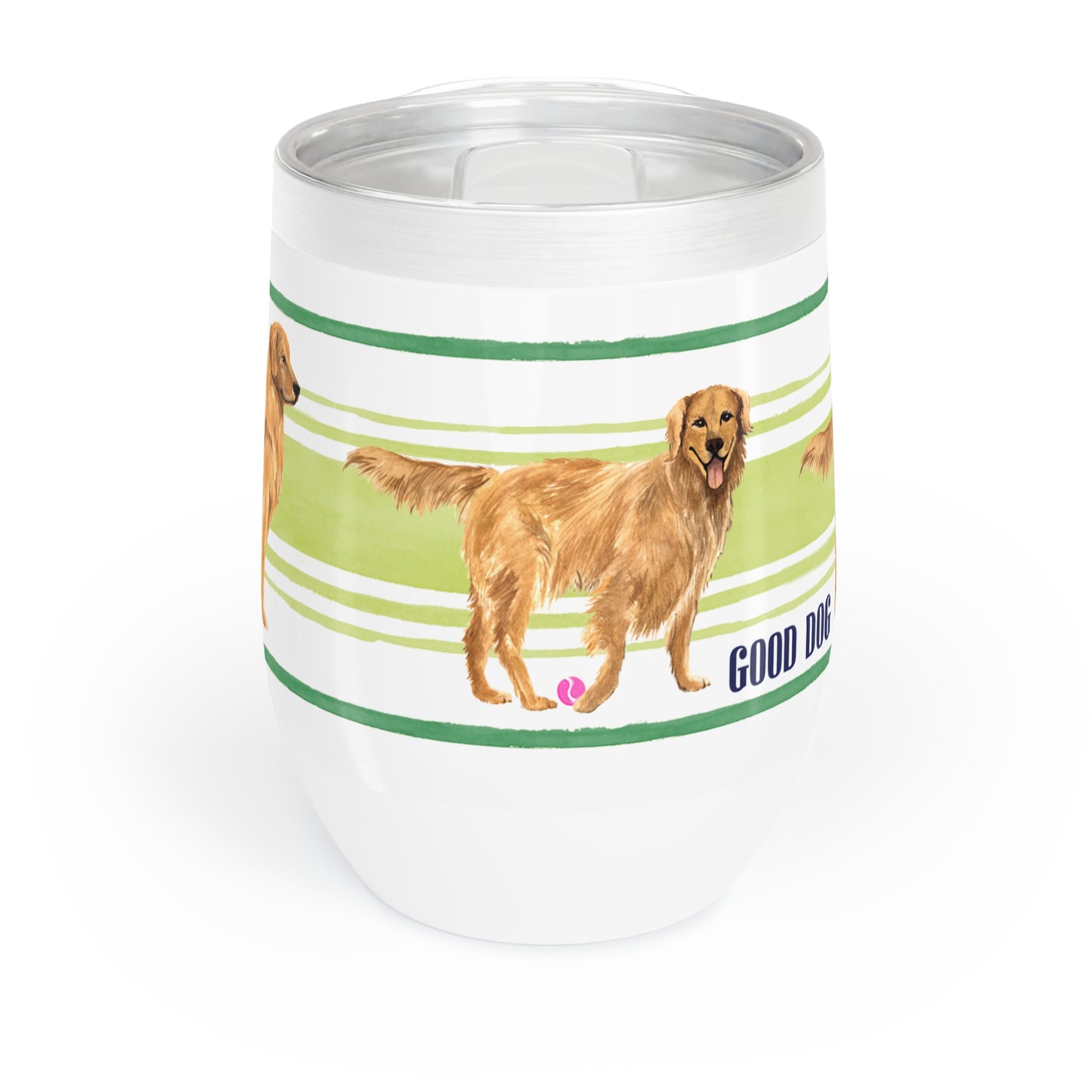 Good Dog Wine Tumbler with Honeydew and Green Stripe