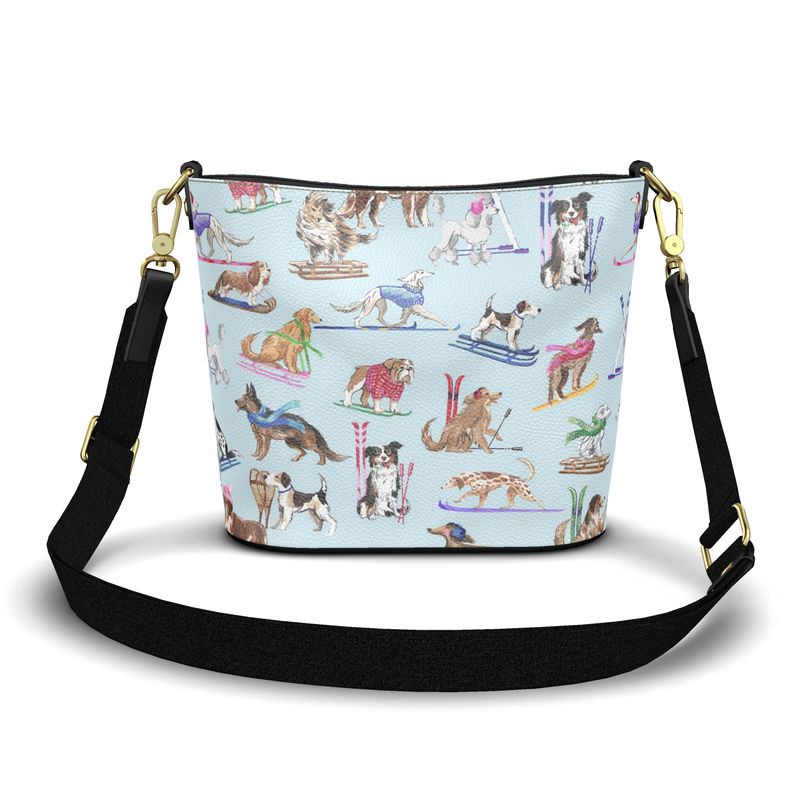 Chalet Dogs Leather Bucket Tote