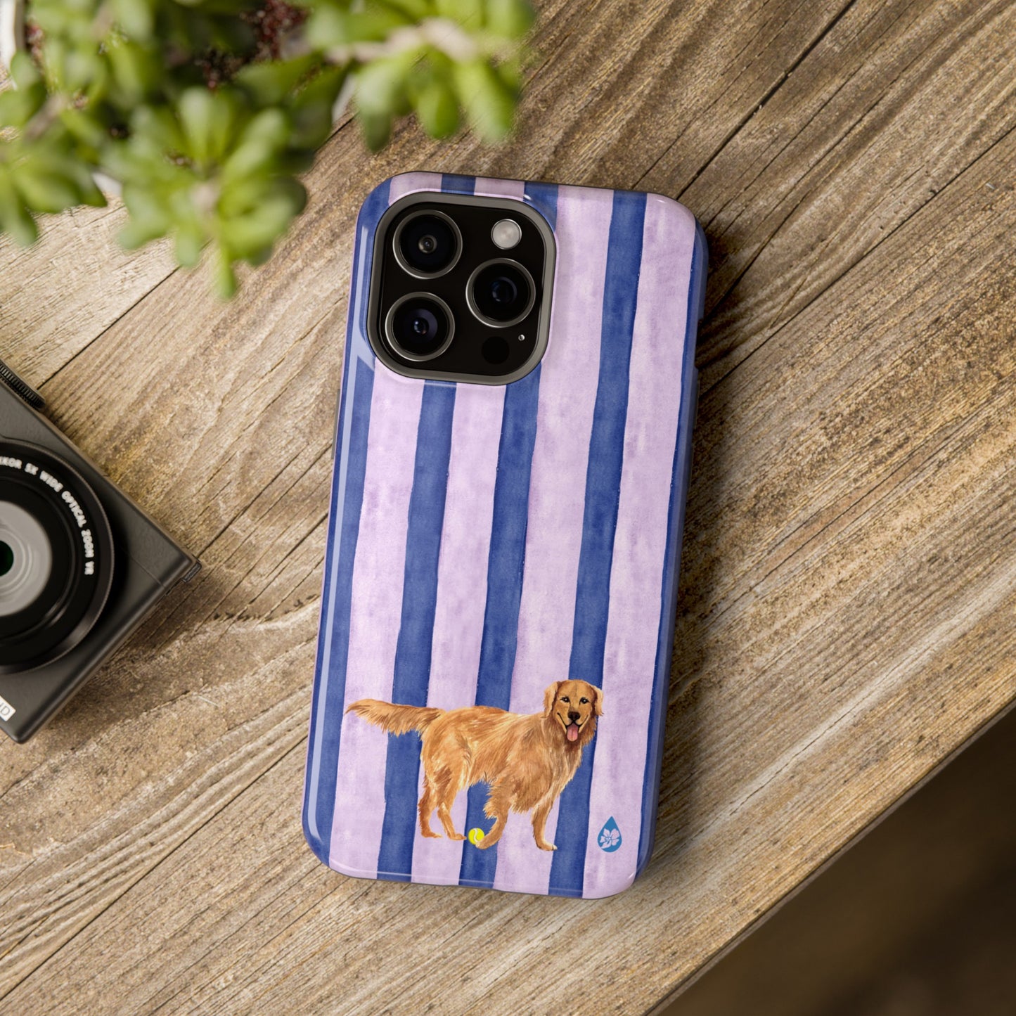 Good Dog Purple and Blue Striped Phone Case Iphone 15 Pro