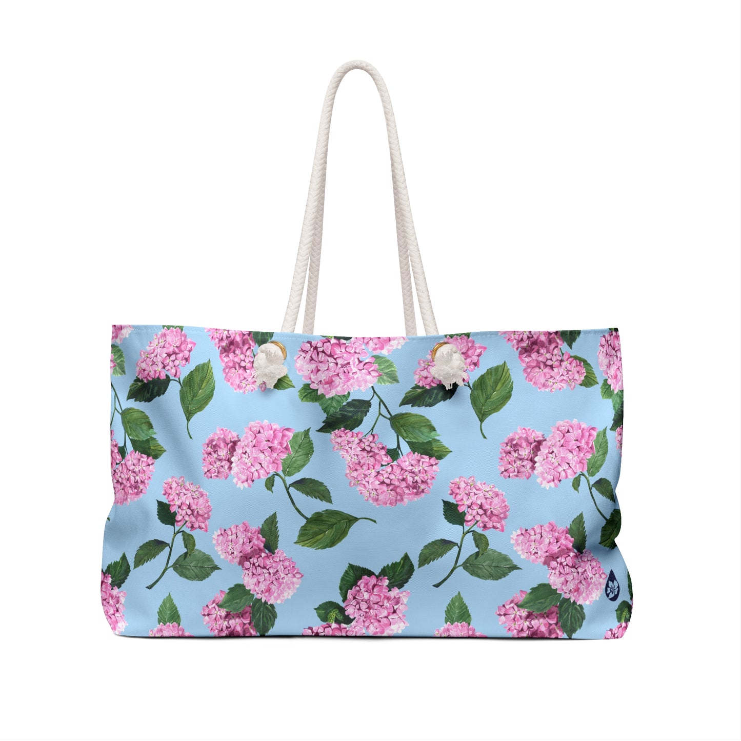 Hydrangea patterned Beach Weekender Bag Profile View