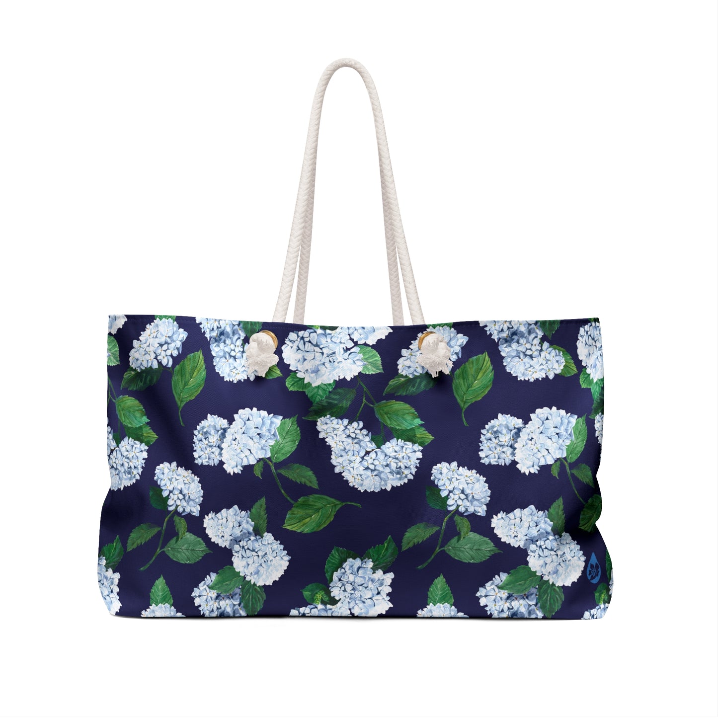 Hydrangea patterned Beach Weekender Bag Profile View