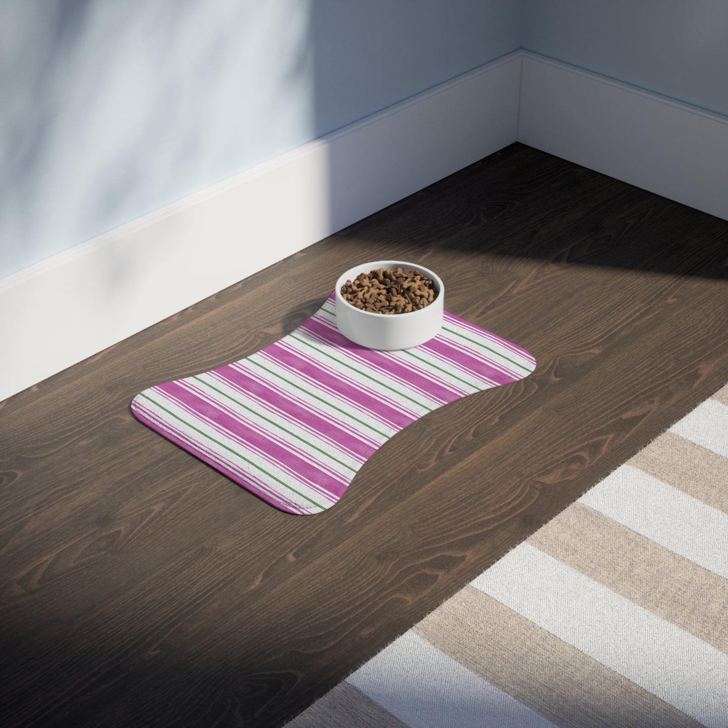 Painted Stripe Dog Bowl Mat
