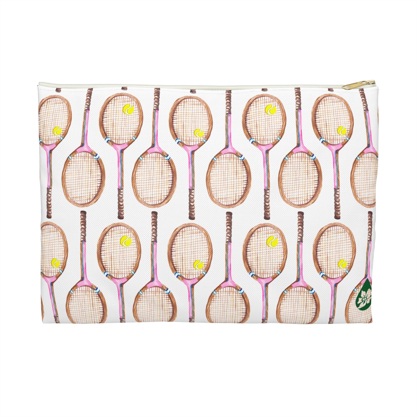Back Flat View Topspin Flat Zip Pouch Peony Pink Size Large Color Choice