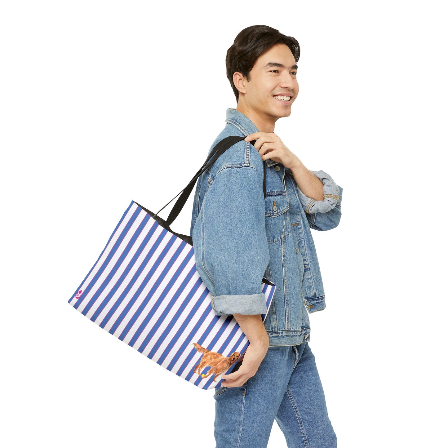 'GOOD DOG' Prep Stripe Weekender Tote Bag