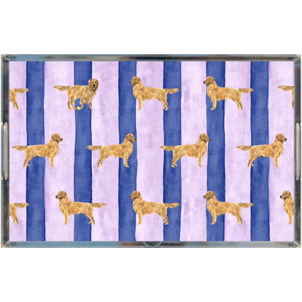 Good Dog Painted Stripe Lucite Tray