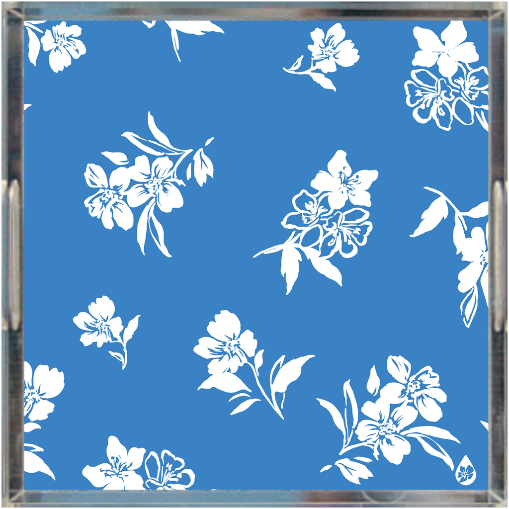 Inky Floral Lucite Tray