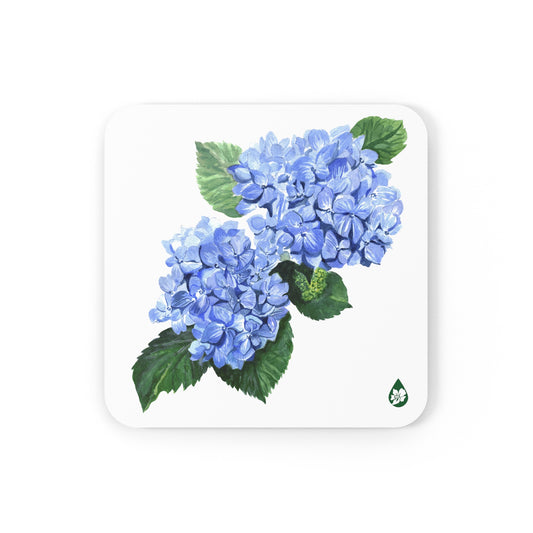 Pigment and Petal Studios hand illustrated Hydrangea Flower bundle in blues with green leaves