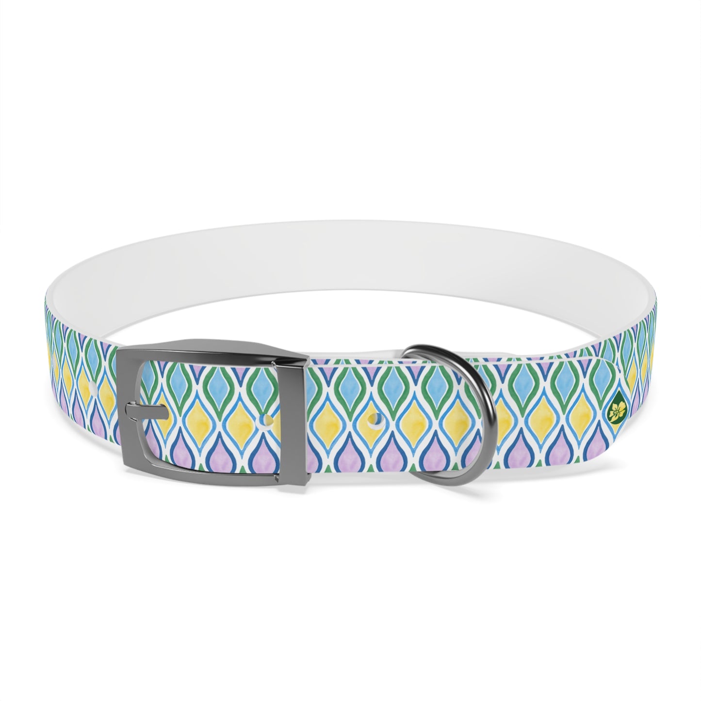 MD Painted Geo Pattered Dog Collar SIlver Buckle