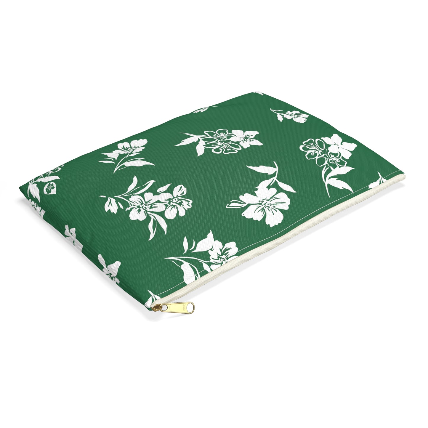 Top View Small of Inky Floral Zip Pouch in Tennis Grass Green