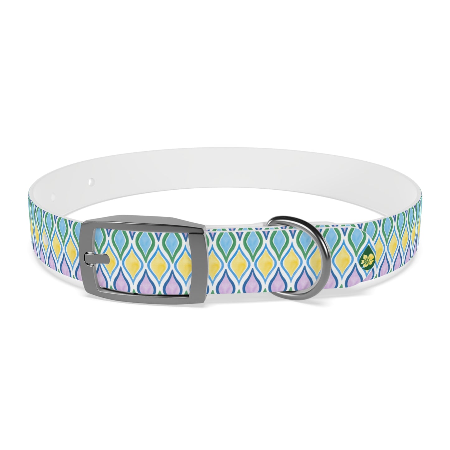 LG Painted Geo Pattered Dog Collar SIlver Buckle