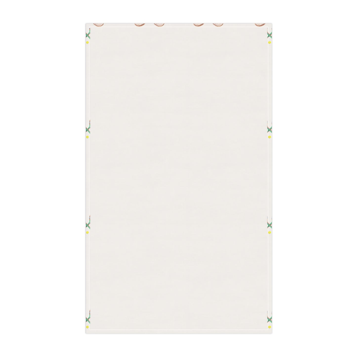 back flat view of Grass courts kitchen towel in Tennis Grass Green Racquets