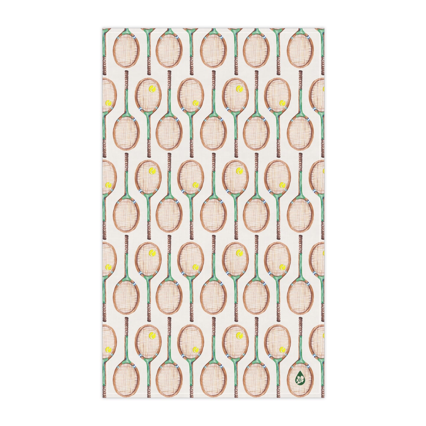 front view of topspin tennis kitchen towel in green