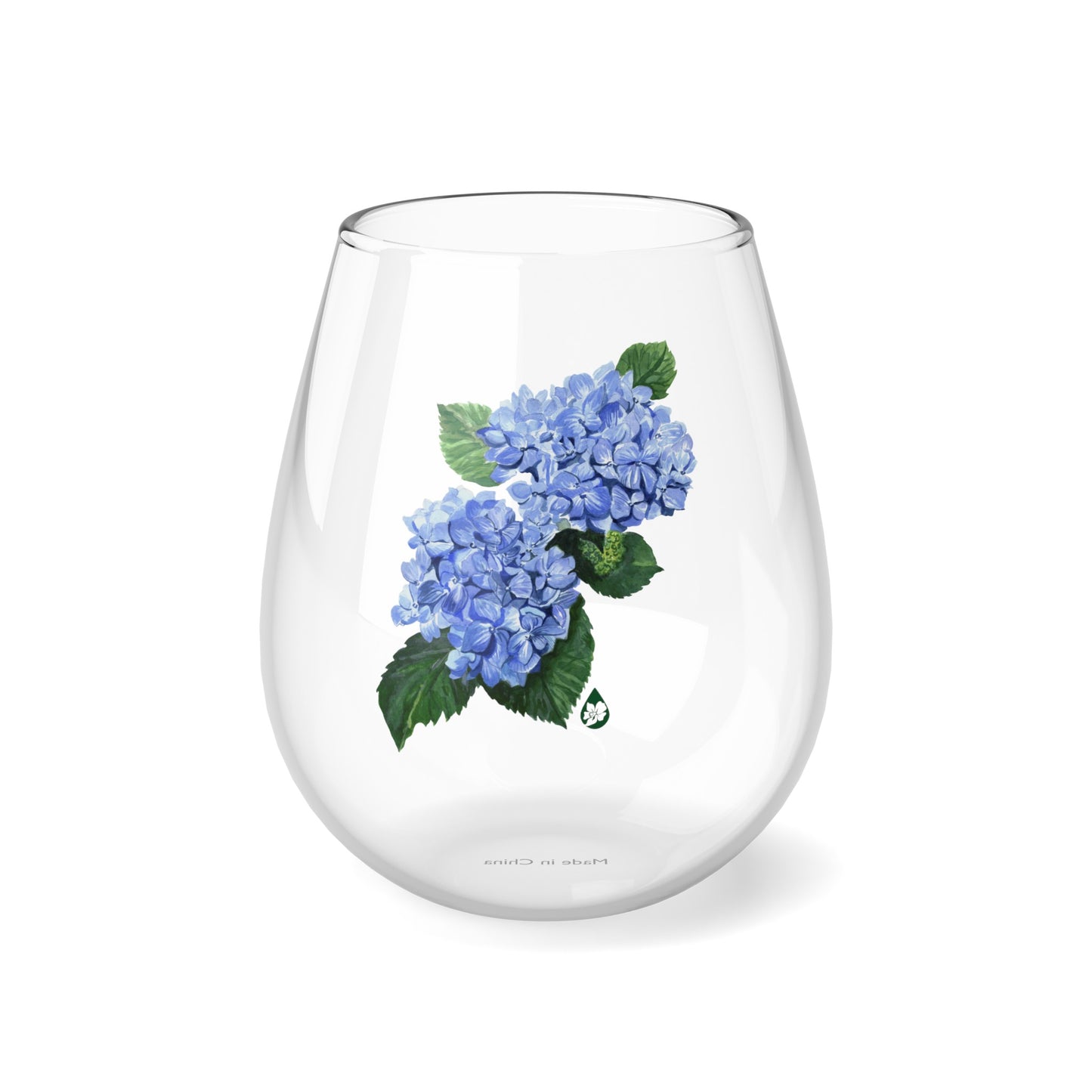 Pigment and Petal Studios hand illustrated Hydrangea Flower bundle in blues with green leaves