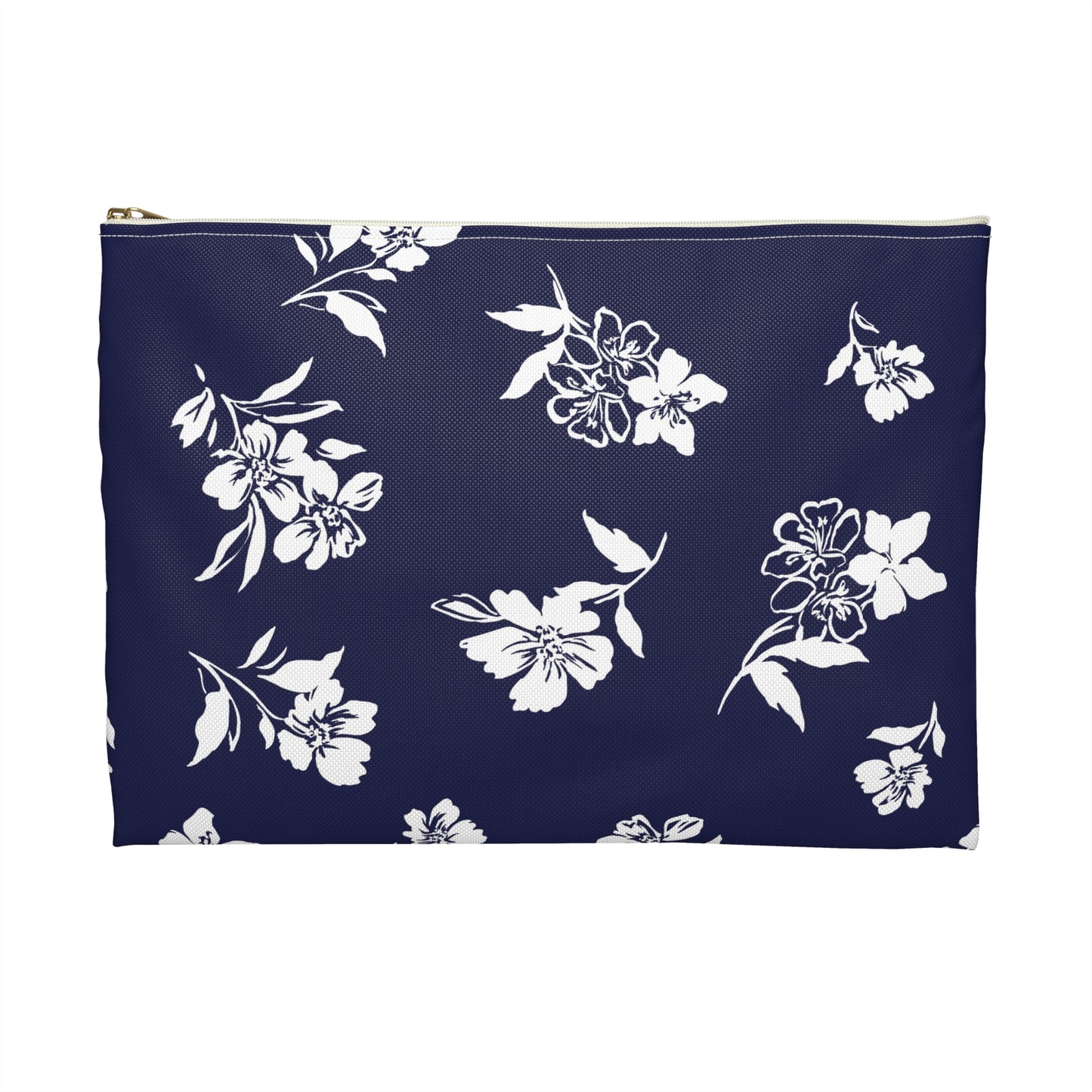 Back View Large of Inky Floral Zip Pouch in Twilight Navy