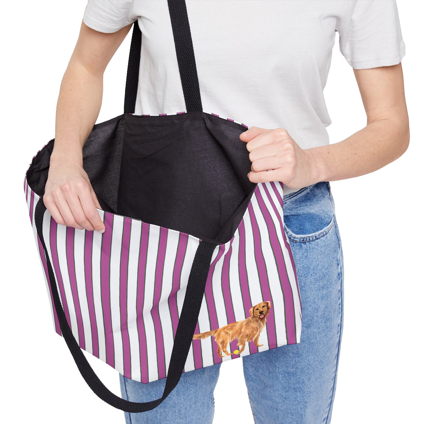 'GOOD DOG' Prep Stripe Weekender Tote Bag