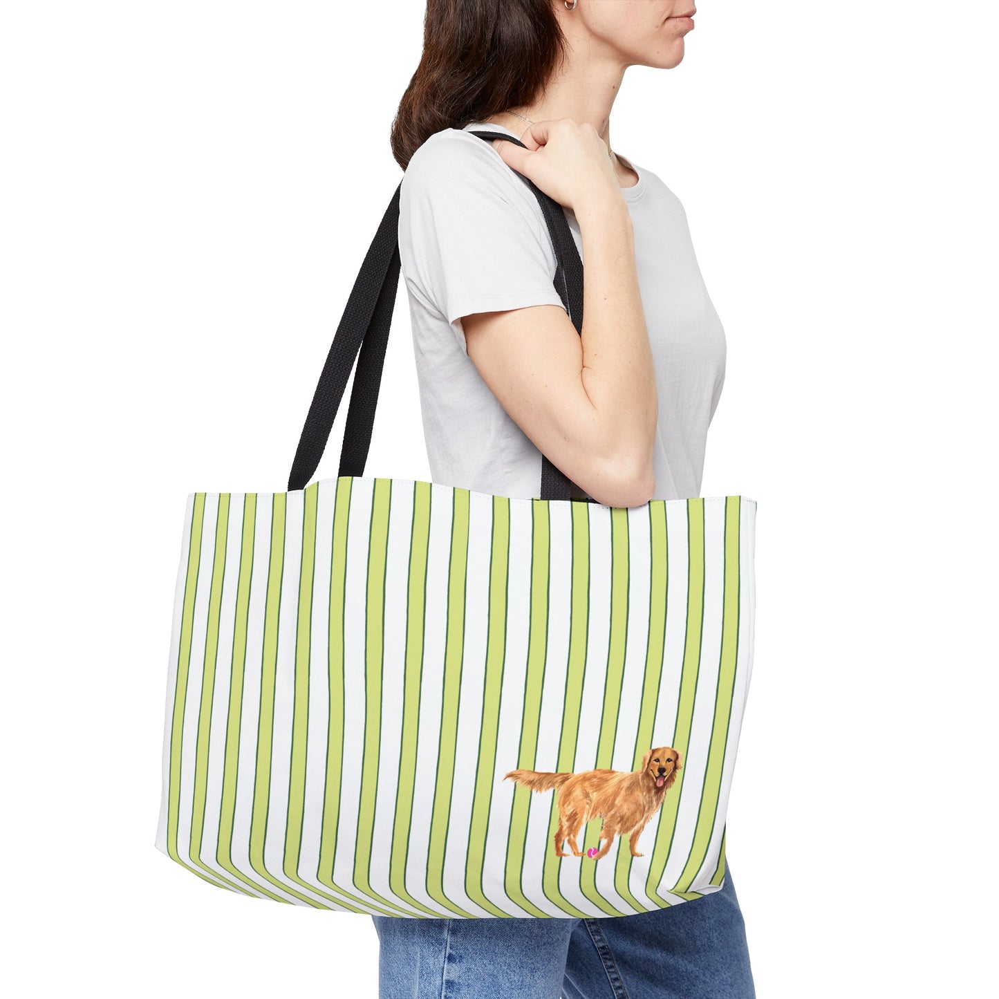 'GOOD DOG' Prep Stripe Weekender Tote Bag